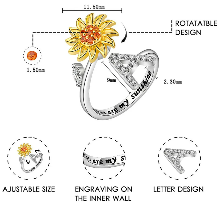 Foto 5 pulgar | Xtellar Eterno Girasol Joyería Set Con Collar De Girasol Y Anillo En Caja De Regalo