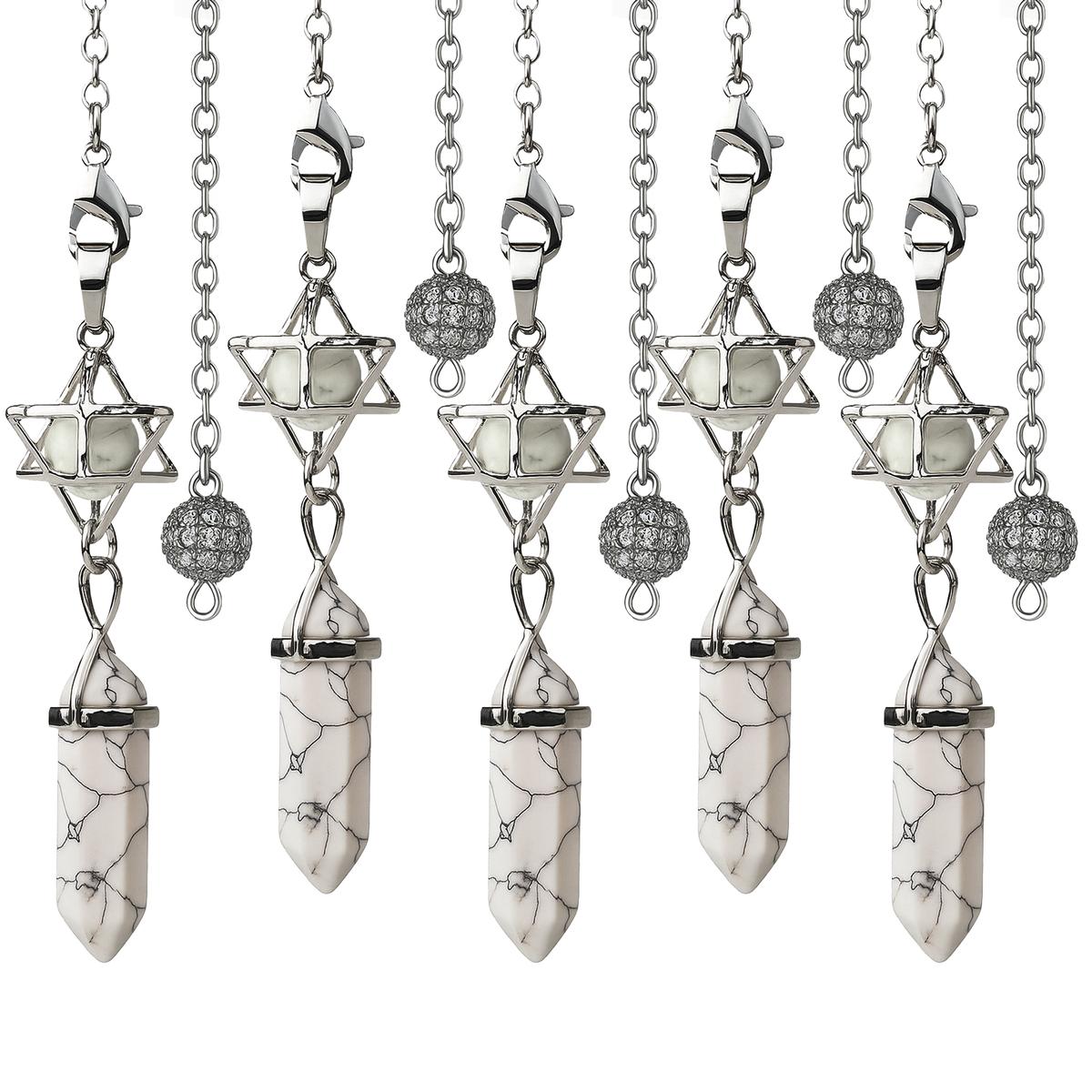 Péndulo Espiritual Howlita Ventdepot Mxhsl-005 5 Piezas Blanco Con Negro