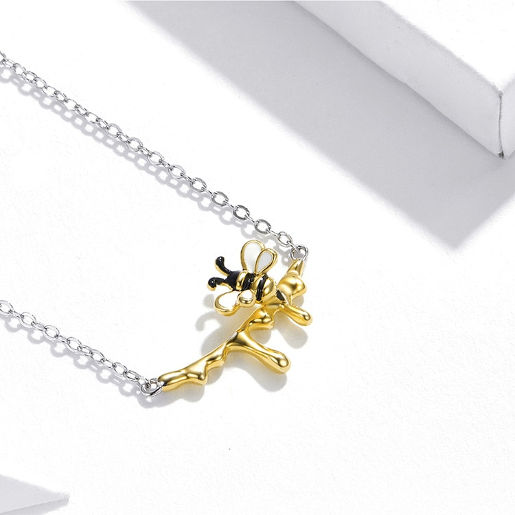 Foto 5 pulgar | Collar Chulada  Miel Y Abeja De Plata .925 Con Chapa De Platino Que Lo Hace Resistente Al Agua Y Químicos