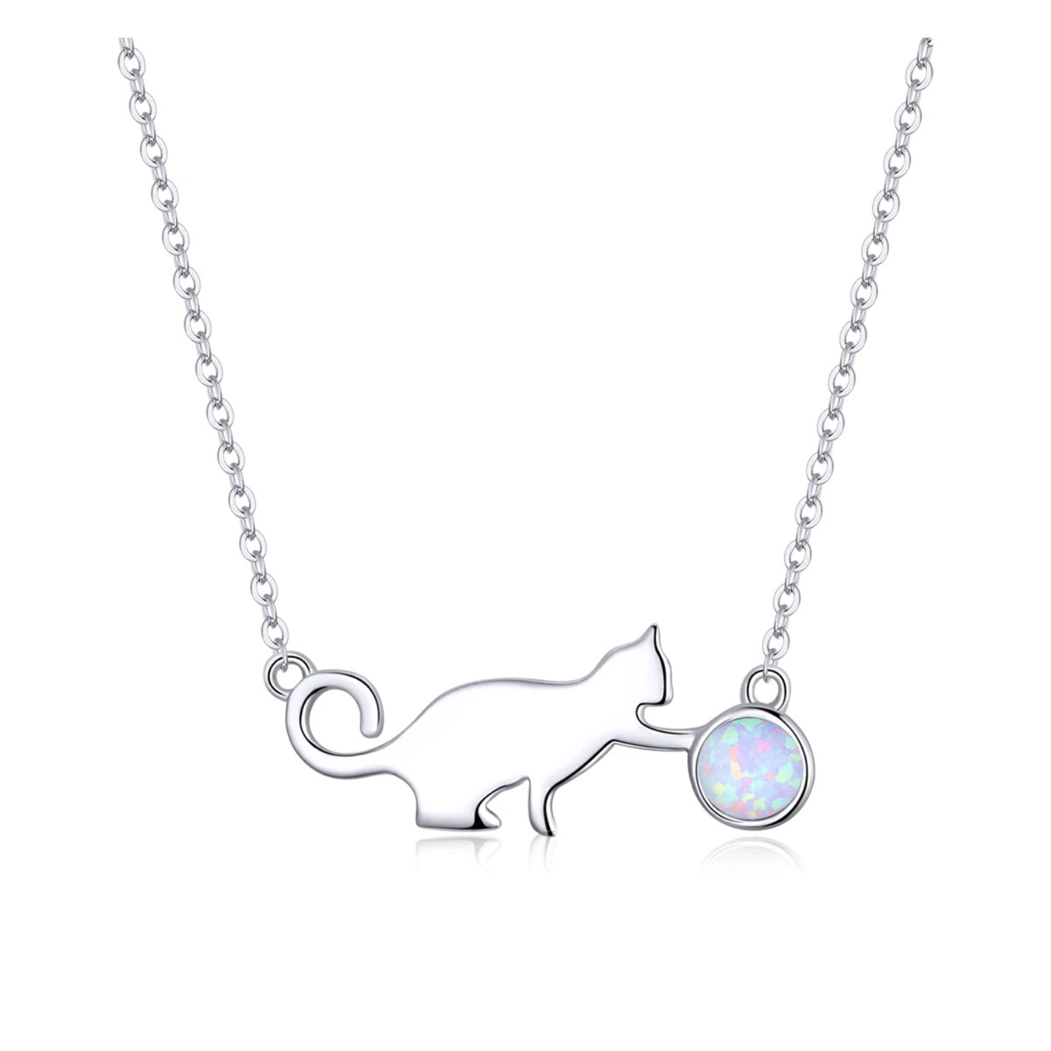 Foto 2 pulgar | Collar Chulada  Gato Bola De Estambre De Plata .925 Con Chapa De Platino Que Lo Protege De Químicos Y Agua