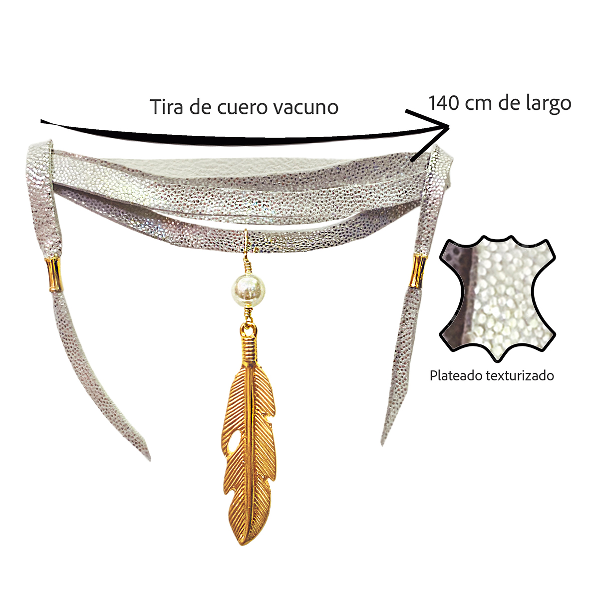 Foto 3 pulgar | Gargantilla Vangania Plata Regalo Para Mujer Collar De Cuero