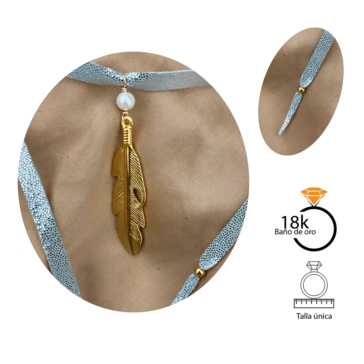 Foto 4 pulgar | Gargantilla Vangania Plata Regalo Para Mujer Collar De Cuero