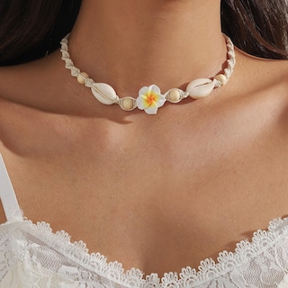 Foto 2 | Collar Huasai Shell Para Mujer Con Forma De Estrella De Mar En Capas Concha Blanca - Venta Internacional.