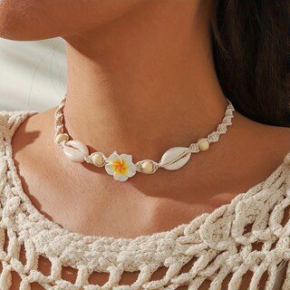 Foto 3 | Collar Huasai Shell Para Mujer Con Forma De Estrella De Mar En Capas Concha Blanca - Venta Internacional.