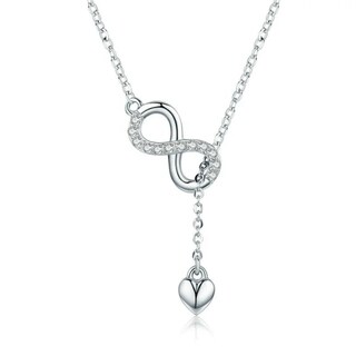 Foto 1 | Collar Chulada Infinito Corazón De Plata .925 Con Chapa De Platino Resistente A Perfume Y Agua