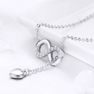 Foto 3 | Collar Chulada Infinito Corazón De Plata .925 Con Chapa De Platino Resistente A Perfume Y Agua