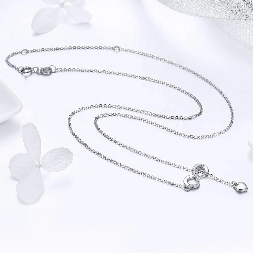 Foto 5 | Collar Chulada  Infinito Corazón De Plata .925 Con Chapa De Platino  Resistente A Perfume Y Agua