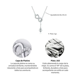 Foto 6 | Collar Chulada Infinito Corazón De Plata .925 Con Chapa De Platino Resistente A Perfume Y Agua