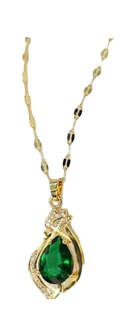 Foto 1 | Conjunto Elegante De Joyería Xtellar En Oro De 18k Con Circonita Verde Y Símbolo De Suerte