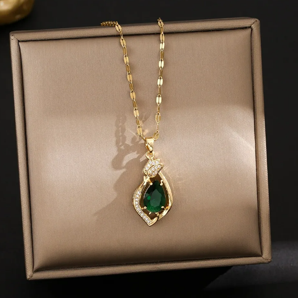 Foto 4 pulgar | Conjunto Elegante De Joyería Xtellar En Oro De 18k Con Circonita Verde Y Símbolo De Suerte