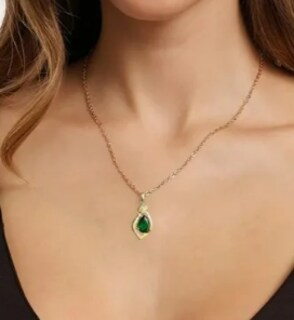 Foto 4 | Conjunto Elegante De Joyería Xtellar En Oro De 18k Con Circonita Verde Y Símbolo De Suerte