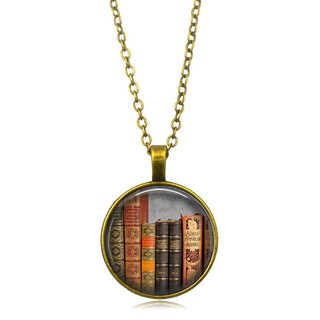 Foto 2 | Collar Huoguo Vintage Library And Books Time Fashion Silver - Venta Internacional.