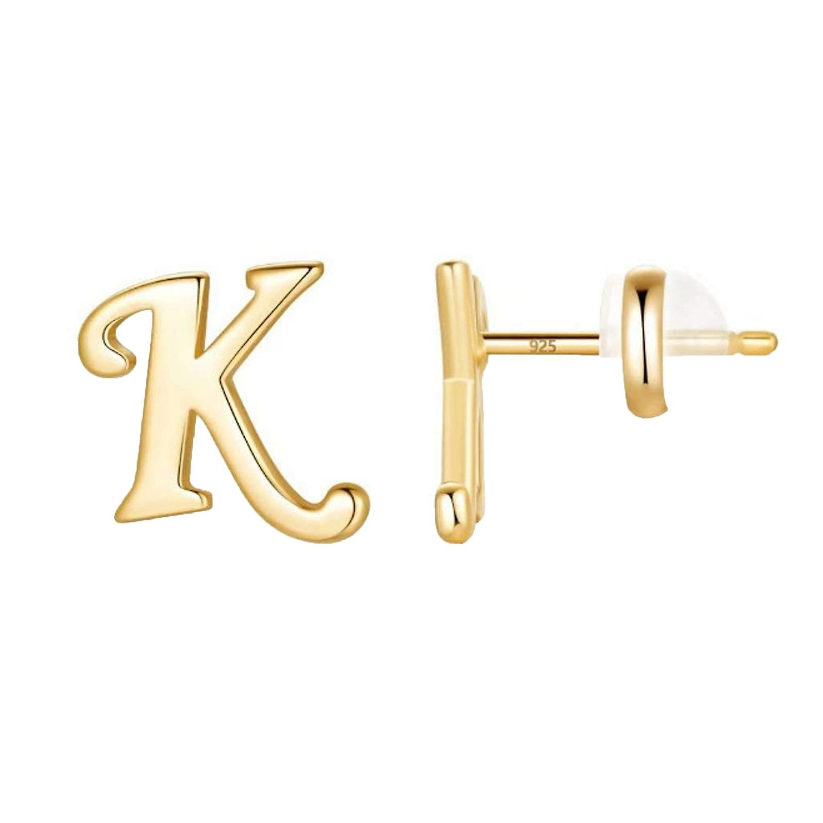 Foto 2 pulgar | Pendientes Huoguo Gold 26 Con Forma De Alfabeto Chapados En Oro Para Mujer - Venta Internacional.