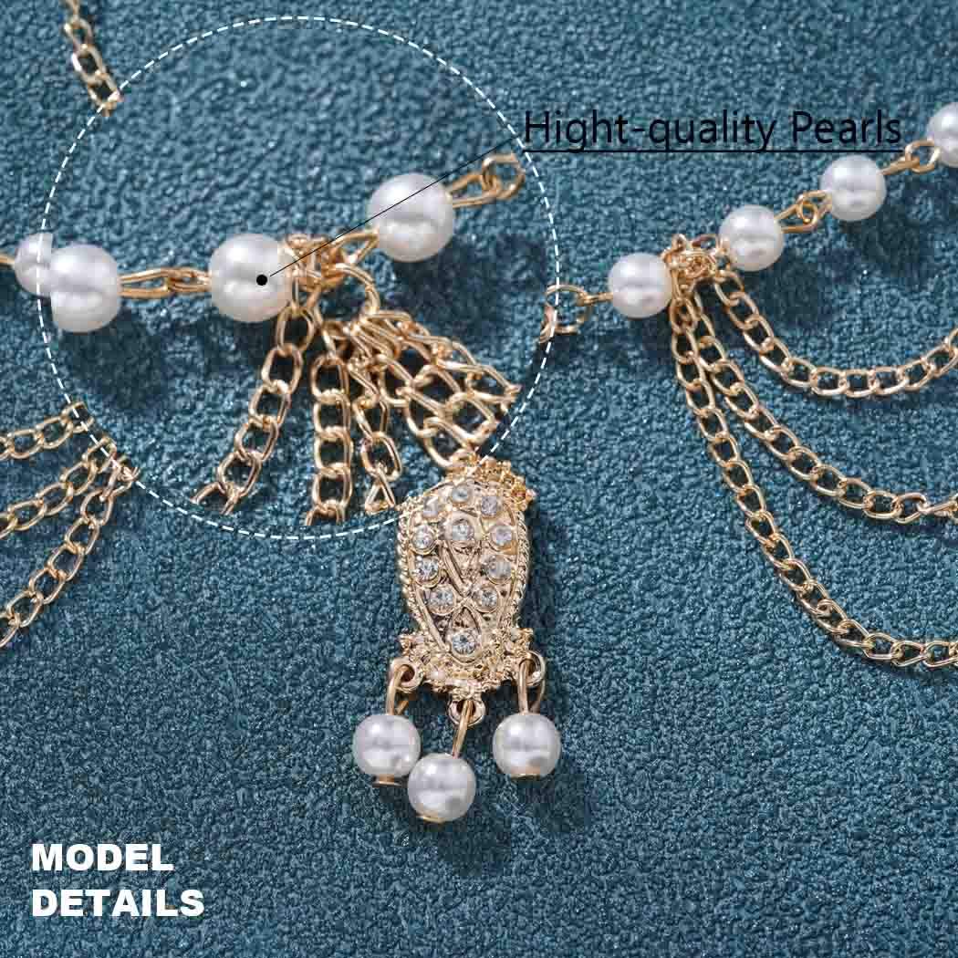Foto 4 pulgar | Cadena Para La Cabeza Huoguo  Borla  Perla  Oro Y Cristal  Boda - Venta Internacional.