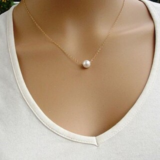 Foto 1 | Gargantilla Huoguo Para Mujer Con Forma De Babero Con Forma De Perla Color Dorado - Venta Internacional.