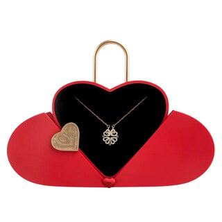 Foto 1 | Collar Belug Dama Corazón Y Trébol Mujer 18k Oro De Caja De Regalo Rojo