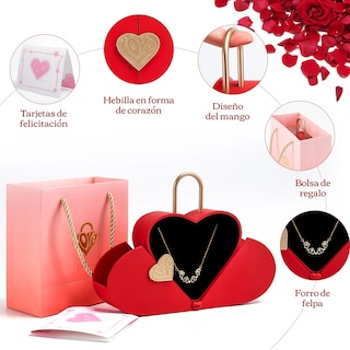 Foto 2 | Collar Belug Dama Corazón Y Trébol Mujer 18k Oro De Caja De Regalo Rojo
