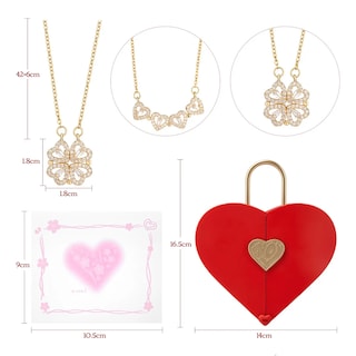 Foto 3 | Collar Belug Dama Corazón Y Trébol Mujer 18k Oro De Caja De Regalo Rojo