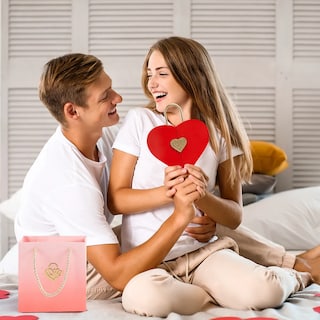 Foto 5 | Collar Belug Dama Corazón Y Trébol Mujer 18k Oro De Caja De Regalo Rojo
