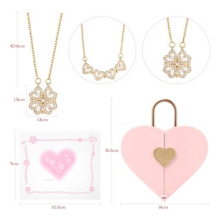 Foto 2 | Collar Lab.g Dama Corazón Y Trébol Mujer 18k Oro De Caja De Regalo Rosa