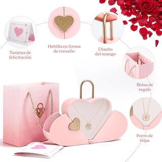 Foto 3 | Collar Lab.g Dama Corazón Y Trébol Mujer 18k Oro De Caja De Regalo Rosa