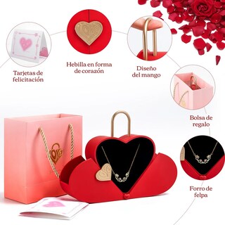 Foto 2 | Collar Lab.g Dama Corazón Y Trébol Mujer 18k Oro De Caja De Regalo Rojo