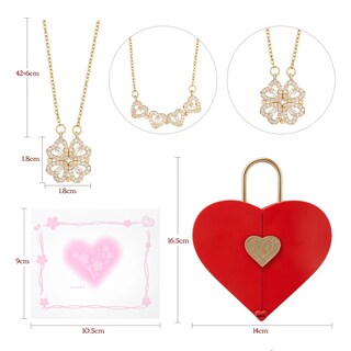 Foto 3 | Collar Lab.g Dama Corazón Y Trébol Mujer 18k Oro De Caja De Regalo Rojo