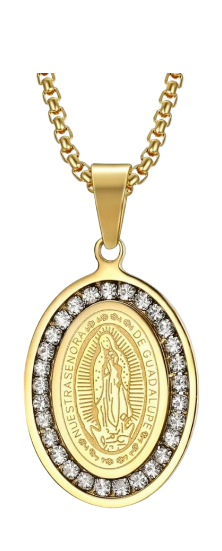 Foto 2 pulgar | Collar De Medalla Virgen De Guadalupe Xtellar En Acero Inoxidable Con Baño De Oro