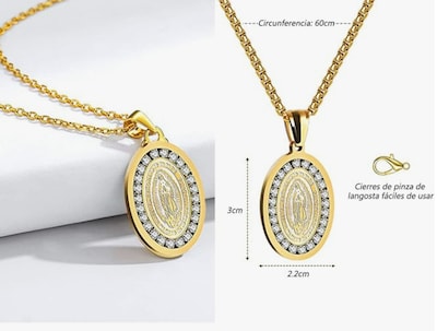 Foto 3 | Collar De Medalla Virgen De Guadalupe Xtellar En Acero Inoxidable Con Baño De Oro