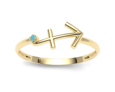 Foto 2 | Anillo del Zodiaco Sagitario Amelie Joyas Oro 10k Turquesa Nro. 7-7.5