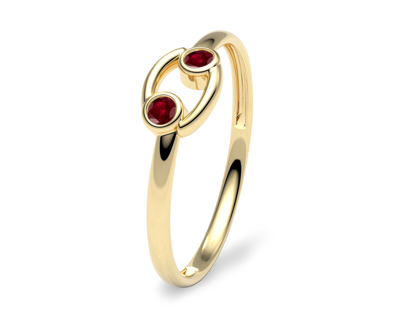 Anillo del Zodiaco Cáncer Amelie Joyas Oro 10k Piedra Roja Nro. 8-8.5