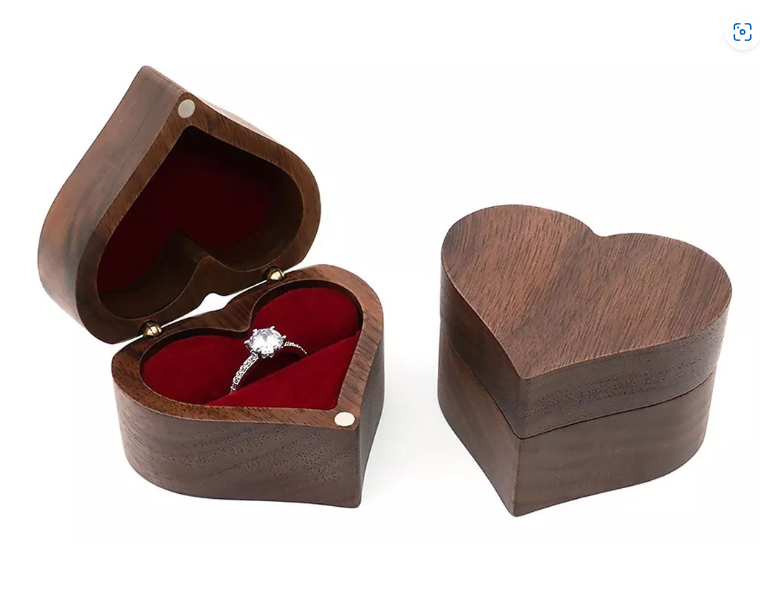 Foto 3 pulgar | Caja Corazón De Madera Nogal Para Anillos De Boda Compromiso