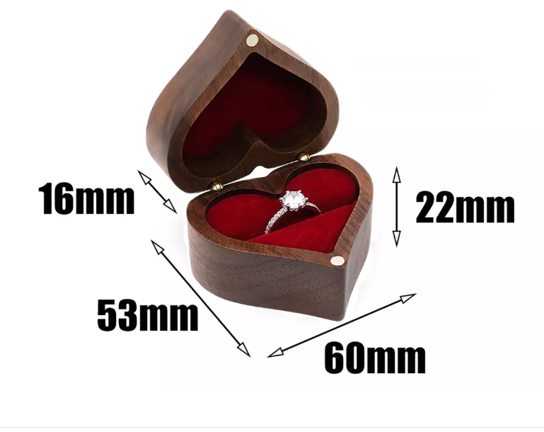 Foto 4 pulgar | Caja Corazón De Madera Nogal Para Anillos De Boda Compromiso