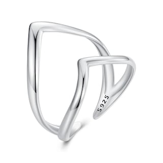 Foto 1 | Anillo Chulada Geométrico Doble De Plata .925 Con Capa De Platino, Se Puede Mojar
