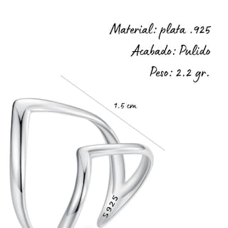 Foto 6 | Anillo Chulada Geométrico Doble De Plata .925 Con Capa De Platino, Se Puede Mojar