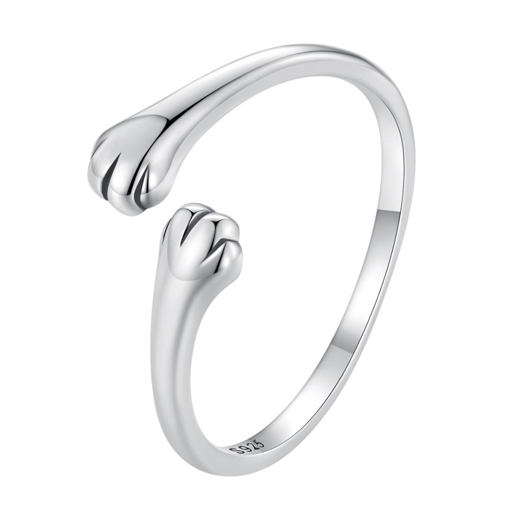 Anillo Chulada Abrazo De Gato De Plata .925 Con Chapa De Platino Se Puede Mojar