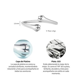 Foto 5 | Anillo Chulada Abrazo De Gato De Plata .925 Con Chapa De Platino Se Puede Mojar