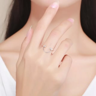 Foto 2 | Anillo Chulada Puente Cadenita De Plata .925 Con Chapa De Platino, Se Puede Mojar