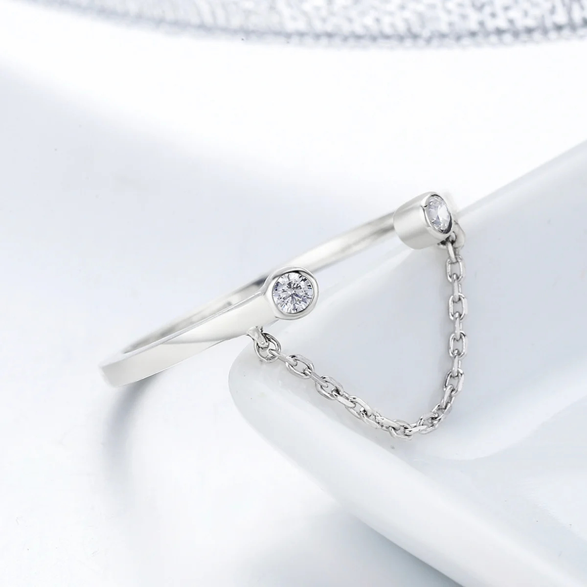 Foto 3 | Anillo Chulada Puente Cadenita De Plata .925 Con Chapa De Platino, Se Puede Mojar