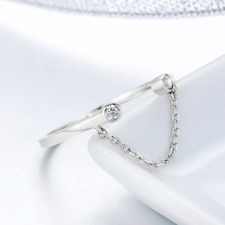 Foto 3 | Anillo Chulada Puente Cadenita De Plata .925 Con Chapa De Platino, Se Puede Mojar
