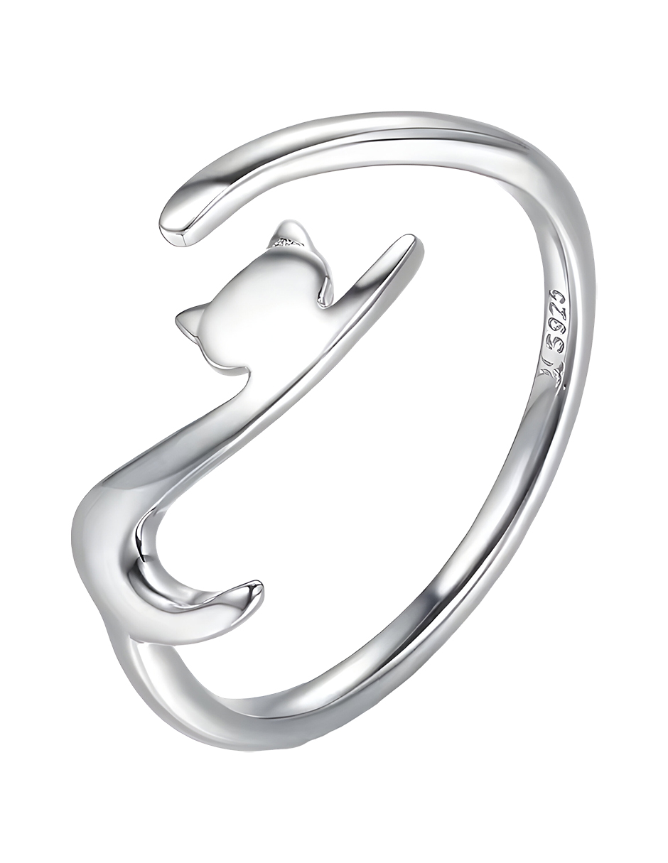 Foto 2 pulgar | Anillo Miow Modern Cat Plata .925