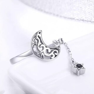 Foto 3 | Anillo De Plata 925 Con Forma De Luna Ajustable Para Mujer - Venta Internacional.