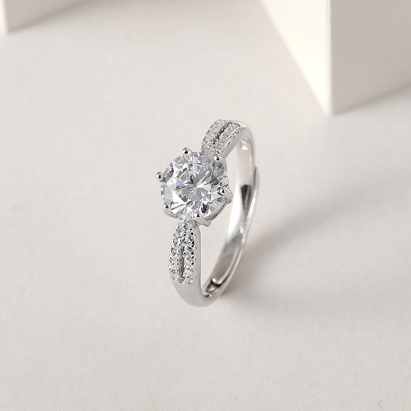 Foto 3 | Anillo De Plata 925 Con Efecto De Ilusión Ajustable Con Circonitas Para Mujer - Venta Internacional.