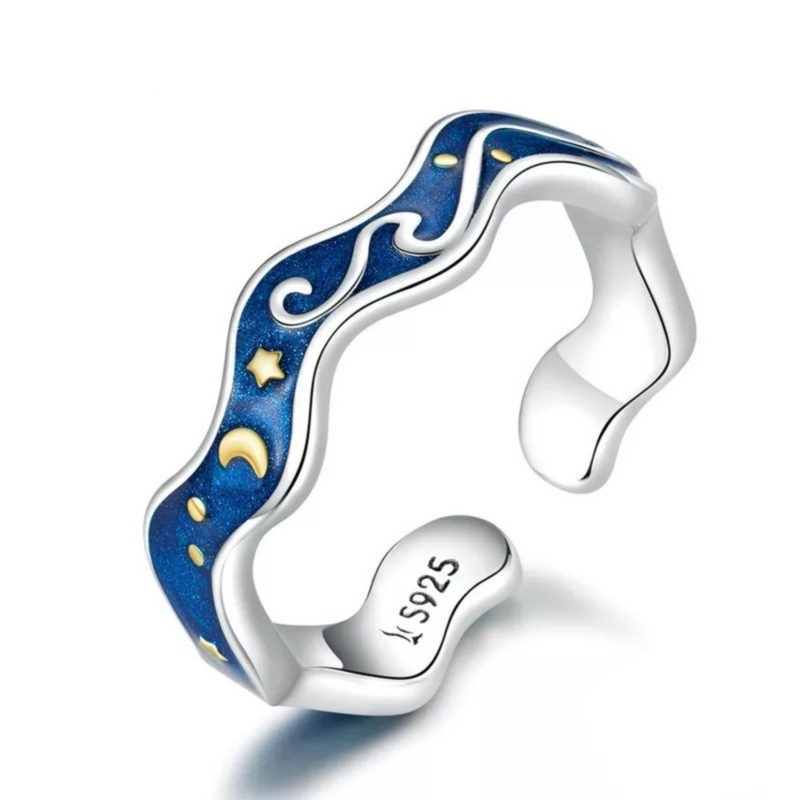 Foto 2 pulgar | Anillo Van Gogh Zig Zag De Plata 925 Ajustable Para Mujer - Venta Internacional.