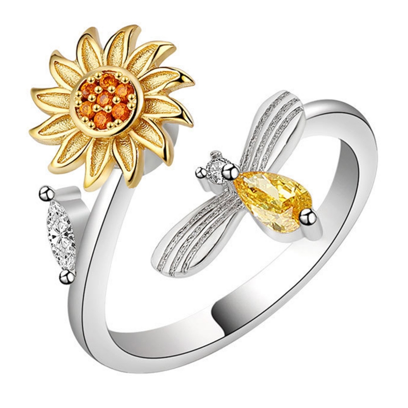Anillo Plata 925  Girasol y Circonita para Niñas - Venta Internacional