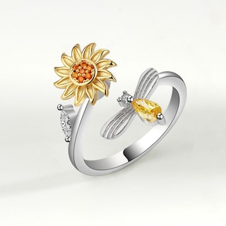 Foto 3 | Anillo Plata 925 Girasol y Circonita para Niñas - Venta Internacional
