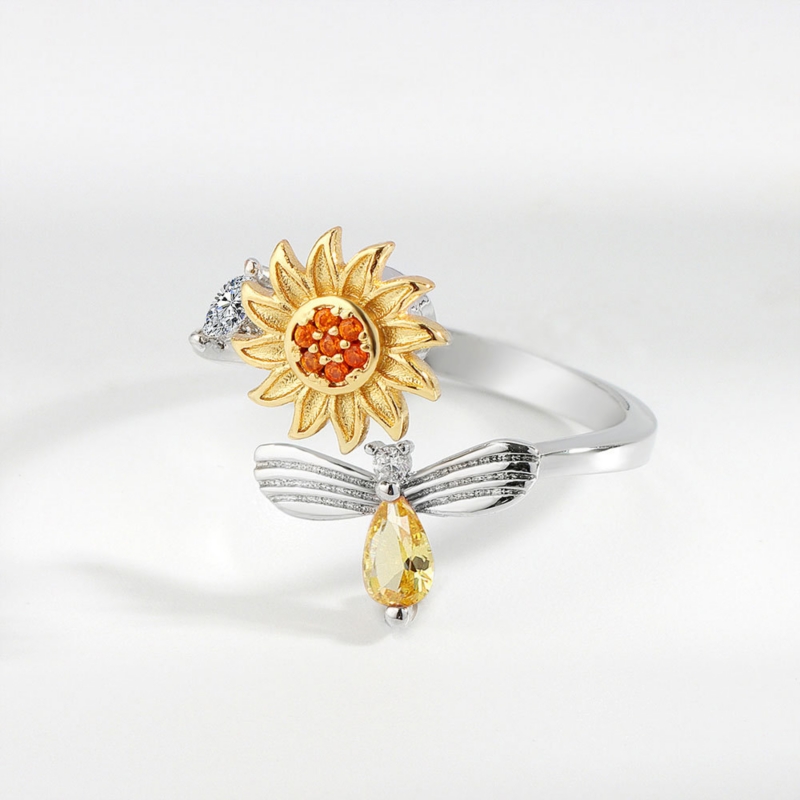 Foto 5 pulgar | Anillo Plata 925  Girasol y Circonita para Niñas - Venta Internacional