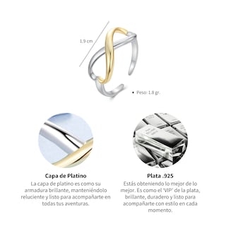Foto 6 | Anillo Chulada, Infinito Duo De Plata .925 Con Chapa De Platino
