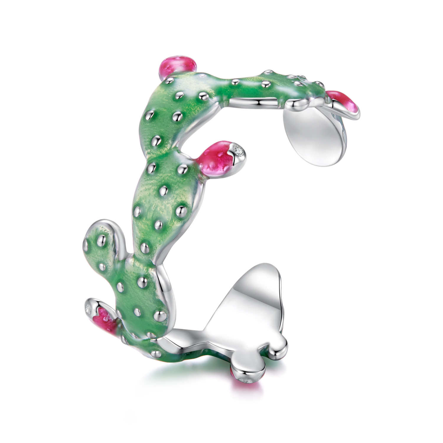 Foto 1 | Anillo Chulada, Nopal Con Tunas De Plata .925 Con Chapa De Platino