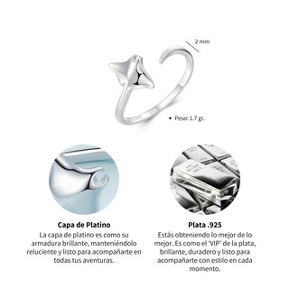 Foto 5 | Anillo Chulada, Mantarraya De Plata .925 Con Chapa De Platino